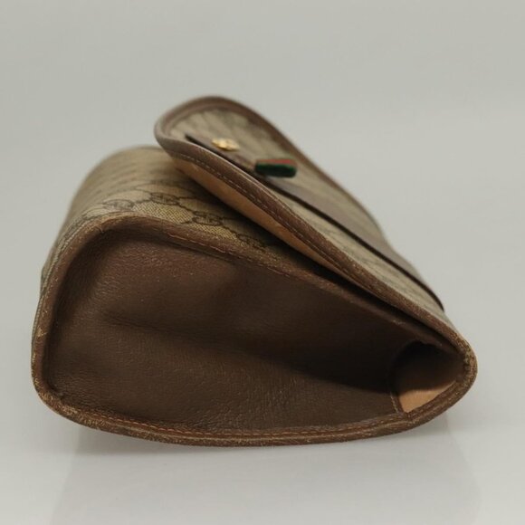 GUCCI GG Supreme Web Sherry Line Clutch Bag PVC Beige Gold 89 01 030 Auth 133336 - Picture 5 of 16